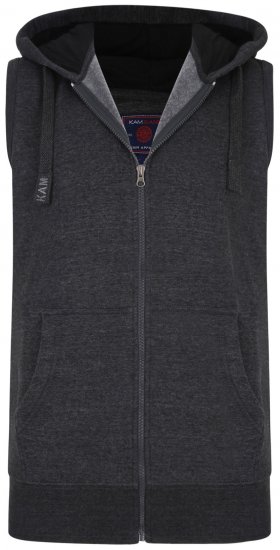 Kam Jeans Sleeveless Zip Thru Hoody Charcoal - Sweaters & hoodies - Sweaters & Hoodies Grote Maten Heren