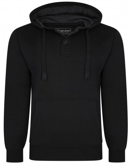 Kam Jeans 508B 1/4 Button Hoodie Black - Sweaters & hoodies - Sweaters & Hoodies Grote Maten Heren