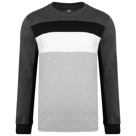 Kam Jeans 5240 Cut and Sew Long Sleeve T-shirt Grey - T-shirts - Grote Maten T-shirts Heren