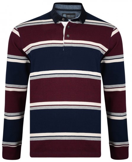 Kam Jeans 5242 Long Sleeve Polo Burgundy - Polo shirts - Grote Maten Poloshirts Heren