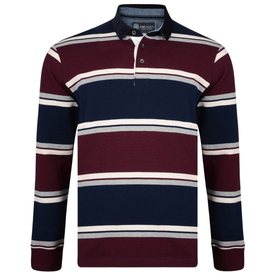 Kam Jeans 5242 Long Sleeve Polo Burgundy - Polo shirts - Grote Maten Poloshirts Heren