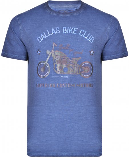 Kam Jeans 5316 Dallas Bike Club T-shirt Indigo Blue - T-shirts - Grote Maten T-shirts Heren