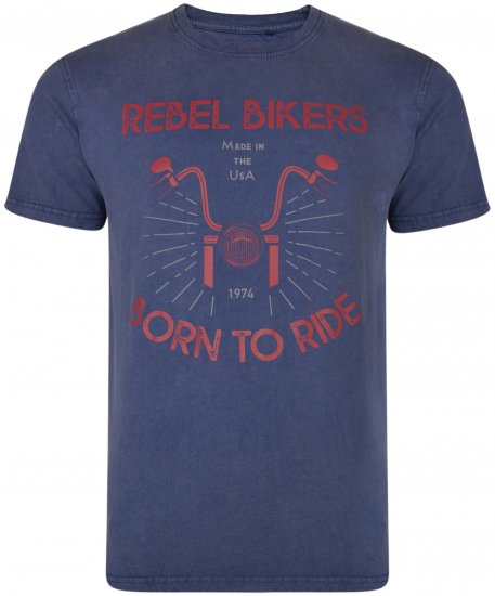 Kam Jeans 5319 Rebel Bikers T-shirt Indigo Blue - T-shirts - Grote Maten T-shirts Heren