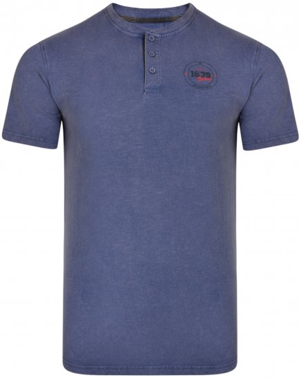 Kam Jeans 5320 Buttoned T-shirts Indigo Blue - T-shirts - Grote Maten T-shirts Heren