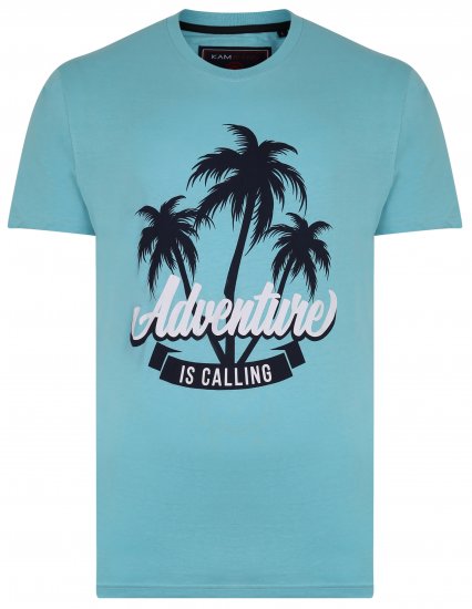 Kam Jeans 5332 Adventure T-Shirt Aqua - T-shirts - Grote Maten T-shirts Heren