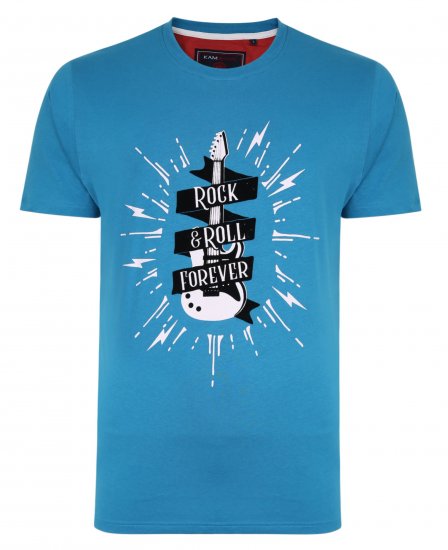 Kam Jeans 5337 Rock & Roll Tee Blue - T-shirts - Grote Maten T-shirts Heren