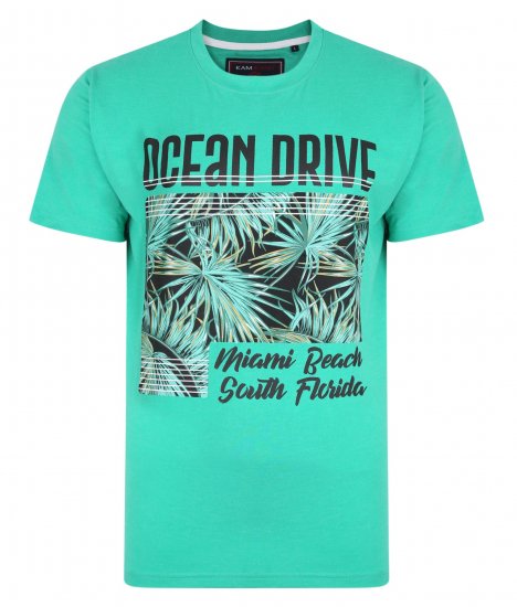 Kam Jeans Ocean Drive Crew Neck Tee Emerald - T-shirts - Grote Maten T-shirts Heren
