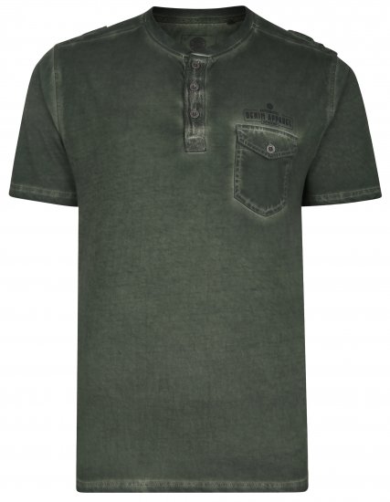Kam Jeans 5343 Grandad Collar Fashion Tee khaki - T-shirts - Grote Maten T-shirts Heren