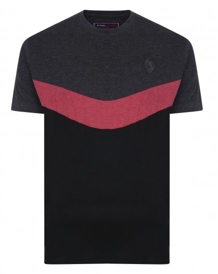 Kam Jeans Contrast Colours Crew Neck Tee Charcoal - T-shirts - Grote Maten T-shirts Heren