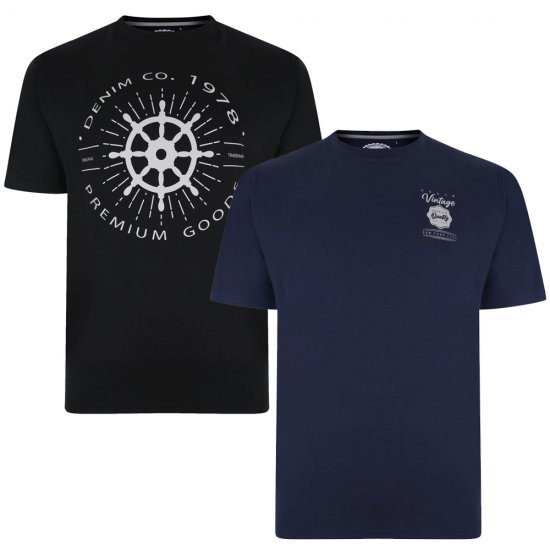 Kam Jeans 5348 T-shirt Vintage/Denim Twin Pack - T-shirts - Grote Maten T-shirts Heren