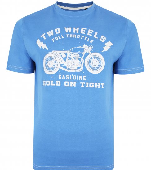 Kam Jeans 5371 Motorbike Print T-shirt Blue - T-shirts - Grote Maten T-shirts Heren