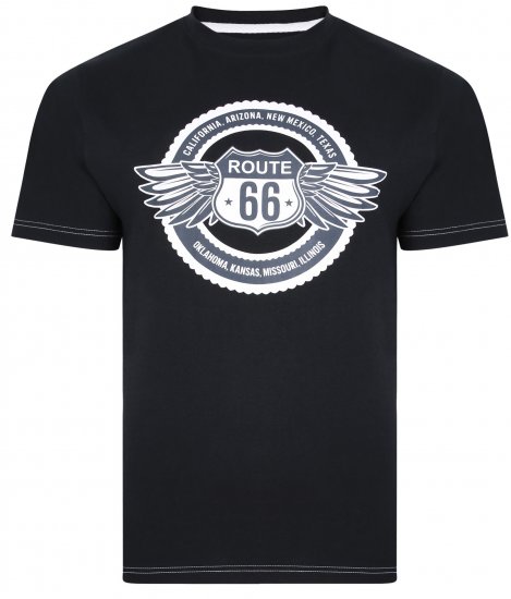 Kam Jeans 5388 Route 66 T-Shirt Black - T-shirts - Grote Maten T-shirts Heren