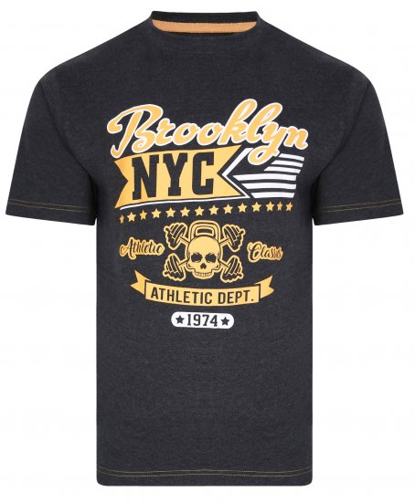 Kam Jeans 5389 Brooklyn NYC T-Shirt Charcoal - T-shirts - Grote Maten T-shirts Heren