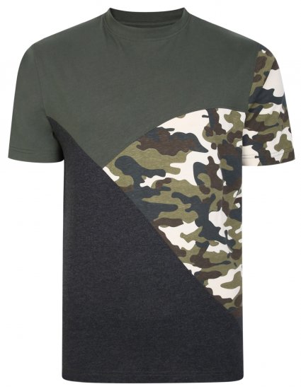 Kam Jeans 5394 Cut & Saw Camo Panel T-Shirt Khaki - T-shirts - Grote Maten T-shirts Heren