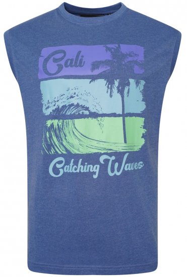 Kam Jeans 5397 California Sleeveless Tee Blue Marl - T-shirts - Grote Maten T-shirts Heren