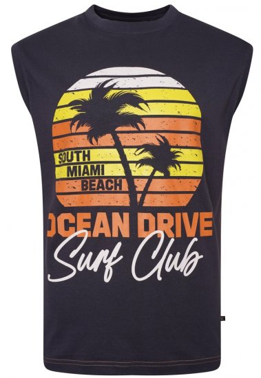 Kam Jeans 5398 Miami Beach Sleeveless Tee Indigo - T-shirts - Grote Maten T-shirts Heren