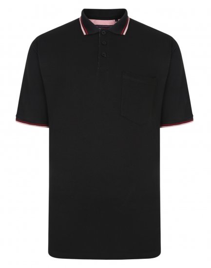 Kam Jeans Polo with Pocket Black - Polo shirts - Grote Maten Poloshirts Heren