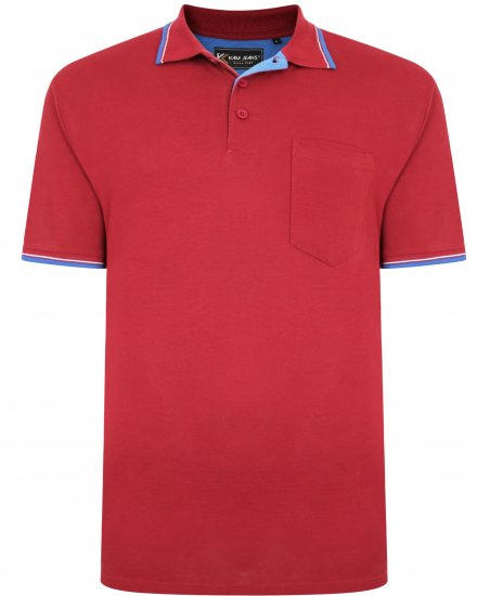 Kam Jeans 5400C Tipped Polo with Pocket Burgundy - Polo shirts - Grote Maten Poloshirts Heren
