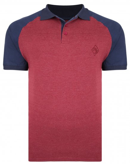 Kam Jeans 5446 Raglan Marl Jersey Polo Burgundy - Polo shirts - Grote Maten Poloshirts Heren