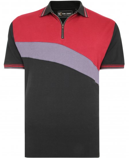 Kam Jeans 5448 Cut & Saw Polo with Zip Black - Polo shirts - Grote Maten Poloshirts Heren