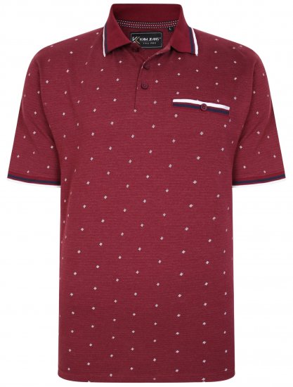 Kam Jeans 5456 Drop Needle Jersey Polo with Dobby Print Burgundy - Polo shirts - Grote Maten Poloshirts Heren