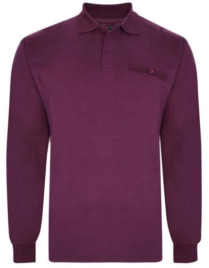 Kam Jeans 5457 LS Peach Finish Polo Plum - Polo shirts - Grote Maten Poloshirts Heren