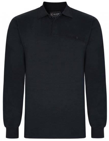 Kam Jeans 5457 LS Peach Finish Polo Black - Polo shirts - Grote Maten Poloshirts Heren