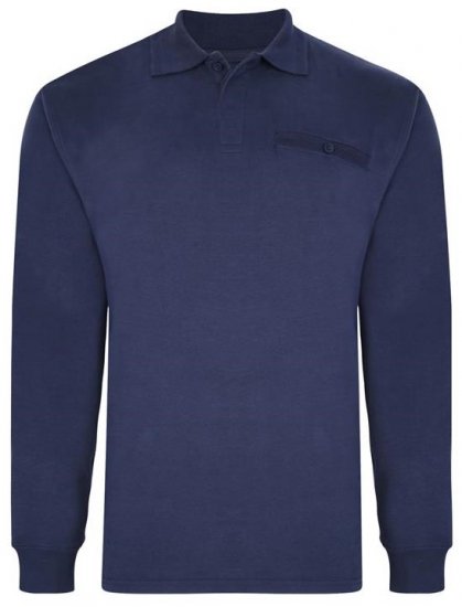 Kam Jeans 5457 LS Peach Finish Polo Navy - Polo shirts - Grote Maten Poloshirts Heren
