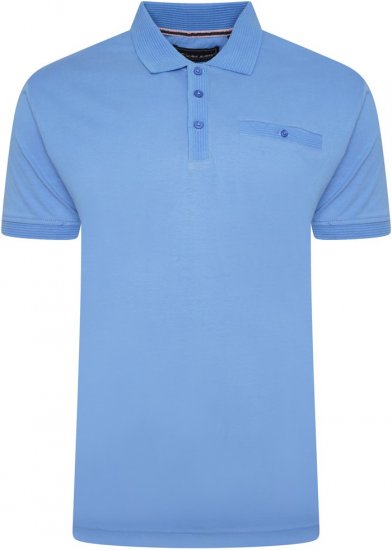 Kam Jeans 5498 Jersey Polo with Self Stripe Jacquard Collar/Cuffs Royal Blue - Polo shirts - Grote Maten Poloshirts Heren