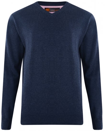 Kam Jeans V-neck Knitted Sweater Navy - Sweaters & hoodies - Sweaters & Hoodies Grote Maten Heren