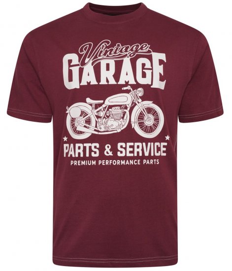 Kam Jeans 5702 Vintage Print T-Shirt Plum - T-shirts - Grote Maten T-shirts Heren