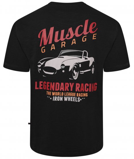 Kam Jeans 5710 Legendary Racing Slub Tee With Back Print Black - T-shirts - Grote Maten T-shirts Heren