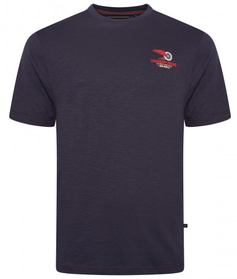 Kam Jeans 5710 Legendary Racing Slub Tee With Back Print Navy - T-shirts - Grote Maten T-shirts Heren