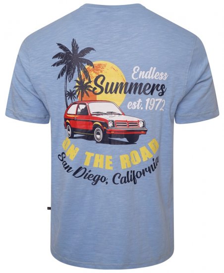 Kam Jeans 5711 Endless Summers Slub Tee With Back Print Blue - T-shirts - Grote Maten T-shirts Heren