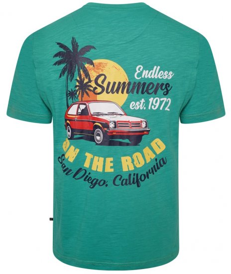 Kam Jeans 5711 Endless Summers Slub Tee With Back Print Emerald - T-shirts - Grote Maten T-shirts Heren