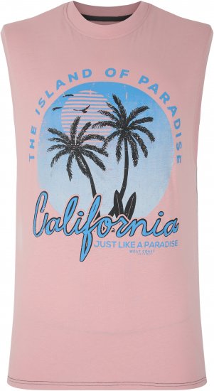 Kam Jeans 5727 California Paradise Sleeveless T-Shirt Pink - T-shirts - Grote Maten T-shirts Heren