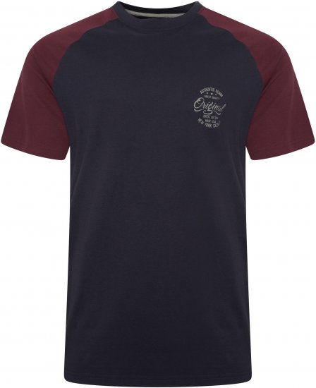 Kam Jeans 5747 Raglan T-Shirt with Print Navy - T-shirts - Grote Maten T-shirts Heren