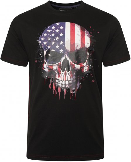 Kam Jeans 5756 USA Ghost Skull Print T-Shirt Black - T-shirts - Grote Maten T-shirts Heren