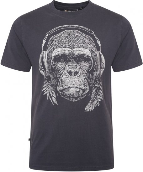 Kam Jeans 5759 Stencil Gorilla Print T-Shirt Indigo - T-shirts - Grote Maten T-shirts Heren