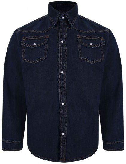 Kam Jeans 602 Denim Shirt Indigo - Hemden - Overhemden Grote Maten Heren