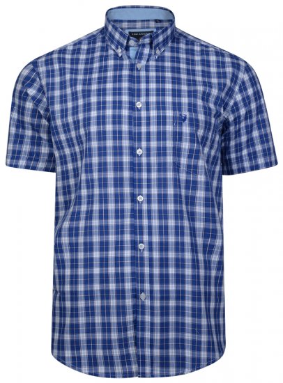 Kam Jeans 6155 Short Sleeve Check Shirt Blue - Hemden - Overhemden Grote Maten Heren