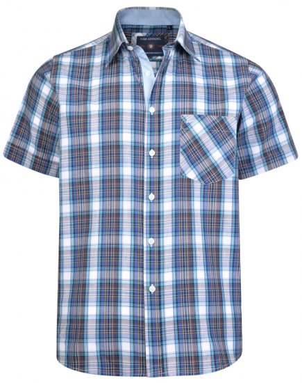 Kam Jeans 6163 Short Sleeve Shirt Blue - Hemden - Overhemden Grote Maten Heren