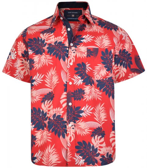 Kam Jeans 6166 Hawaii Shirt Red - Hemden - Overhemden Grote Maten Heren