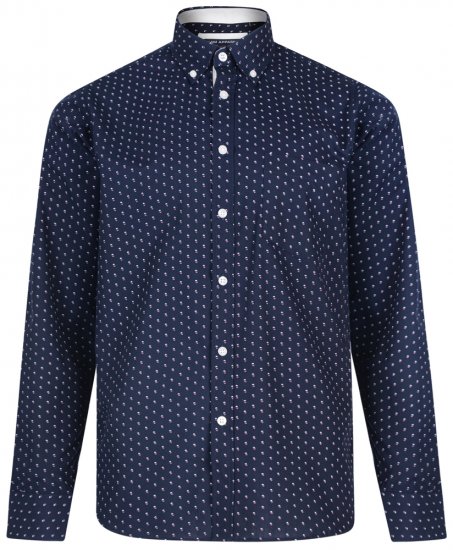 Kam Jeans 6176 Long Sleeve Shirt Navy - Hemden - Overhemden Grote Maten Heren