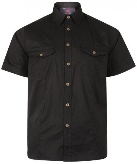 Kam Jeans 6180 Short Sleeve Shirt Black - DUPLICATE - Hemden - Overhemden Grote Maten Heren