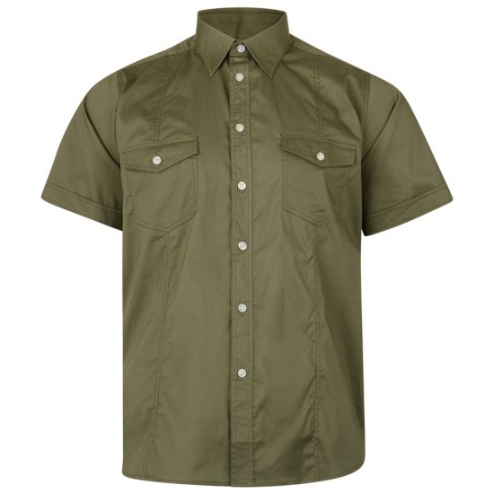 Kam Jeans 6180 Retro Stretch Shirt Khaki DUPLICATE - Hemden - Overhemden Grote Maten Heren