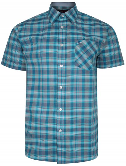 Kam Jeans 6201 Summer Casual Check Shirt Aqua - Hemden - Overhemden Grote Maten Heren