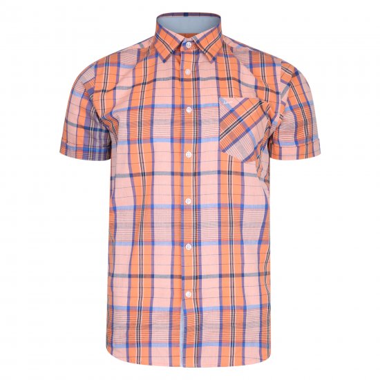 Kam Jeans 6201 Summer Casual Check Shirt Peach - Hemden - Overhemden Grote Maten Heren