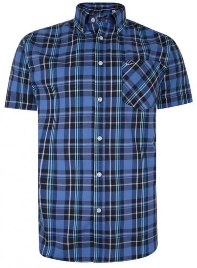 Kam Jeans 6208 SS Casual Check Shirt Denim - Hemden - Overhemden Grote Maten Heren