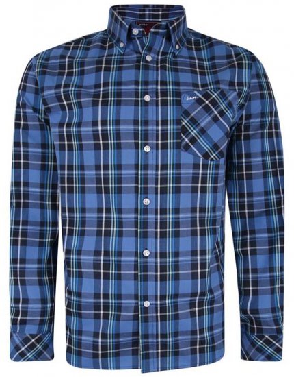 Kam Jeans 6208 LS Casual Check Shirt Denim - Hemden - Overhemden Grote Maten Heren